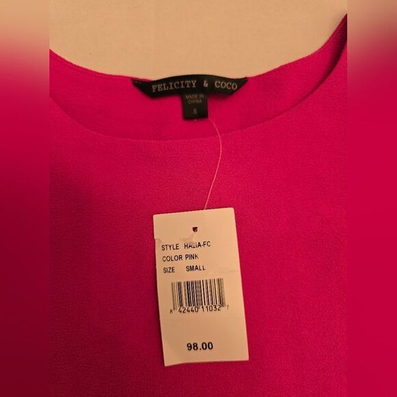 Felicity & Coco Hot Pink Shift Dress Tie Waist With Pockets Size Small - Picture 5 of 9